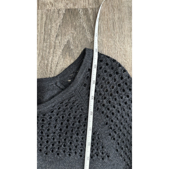 Cynthia Rowley Womens Sweater Dress Merino Wool Open Knit Sleeves Size M Grey - Picture 10 of 11